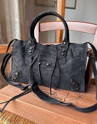 City bag in Similpelle scamosciata Black Style