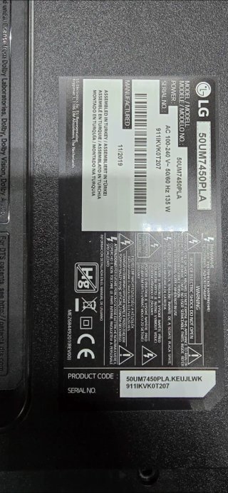 Placa Base LG 50" Modelo TV: 50UM7450PLA