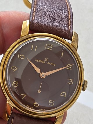 Reloj Hermes Jumbo Chapa Oro 18k Marrón