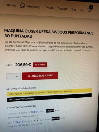 Máquina de coser UFESA SW3003