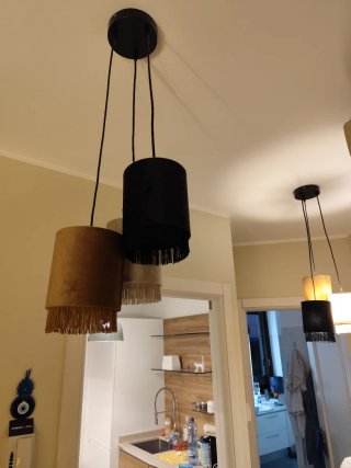 2 Lampadari Tessuto Marrone e Nero