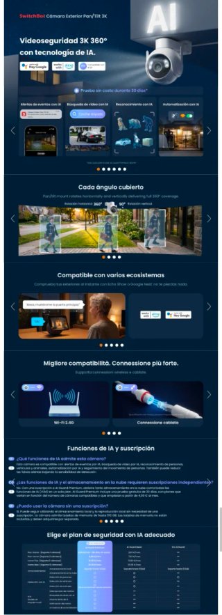 Cámara Vigilancia WiFi Exterior SwitchBot 3K