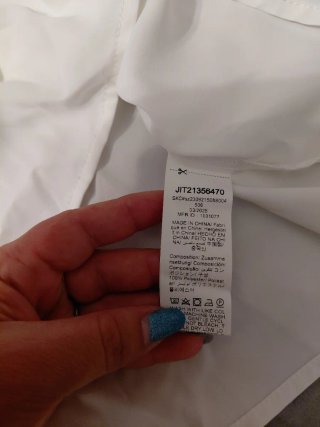 Blusa bianca manica pizzo collo alto XL