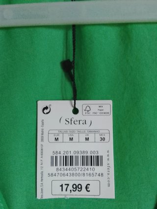 Blusa mujer Sfera manga corta verde Talla M