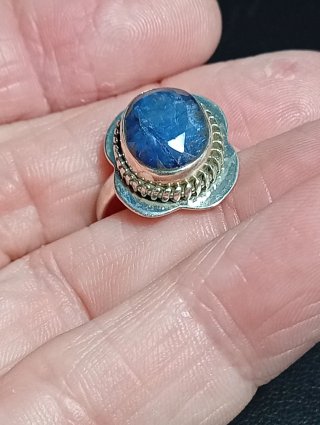 Anillo Plata Ley Piedra zafiro azul