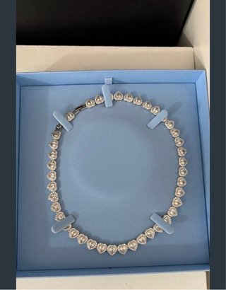 Collar Corazones Brillantes Plata