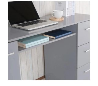 Escritorio Madesa Gris con Cajones y Puerta