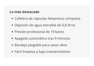 Cafetera Nespresso Inissia Delonghi.