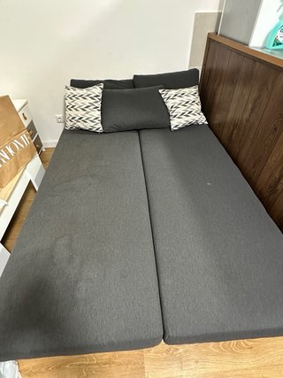 Sofá cama gris tela