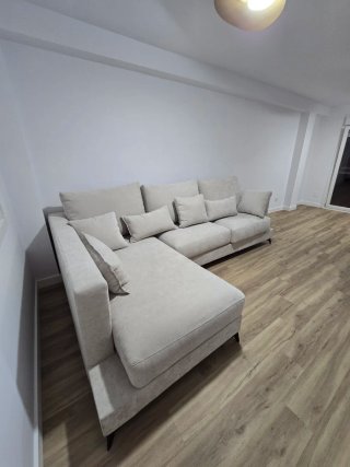 Chaiselongue beige tela