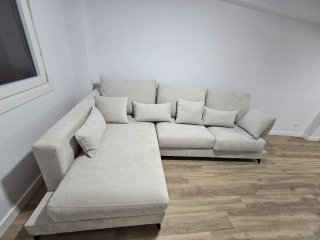 Chaiselongue beige tela