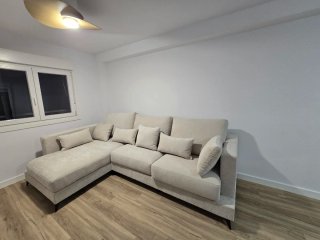 Chaiselongue beige tela