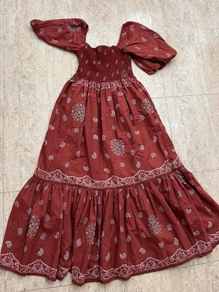 Vestido largo estampado bandana rojo