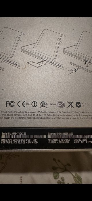 iMac A1224 320 GB SSD 2 GB RAM