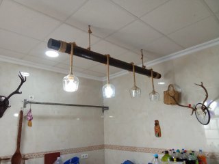Lámpara de cristal de garrafa de vino