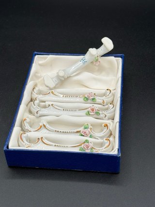 Set 5 poggia coltello porcellana rose