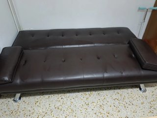 Sofá Cama Cuero Sintético Marrón