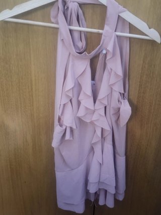 Blusa gasa rosa volantes