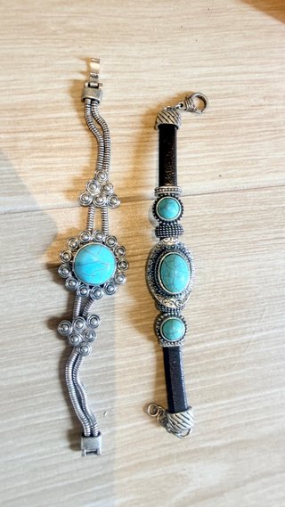 Lote 2 pulseras estilo bohemio turquesa