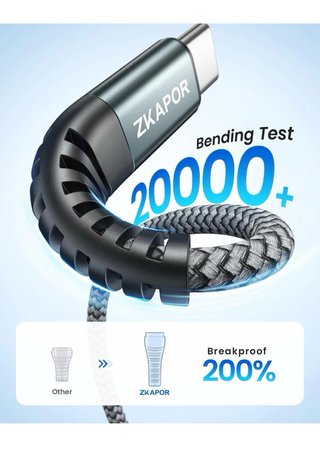 Cable USB C ZKAPOR 3M Carga Rápida