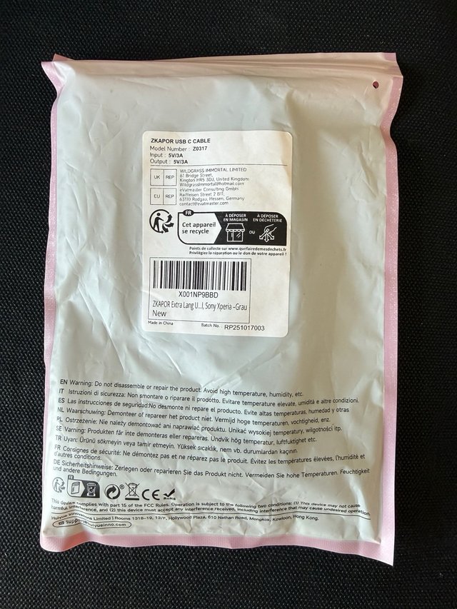 Cable USB C ZKAPOR 3M Carga Rápida