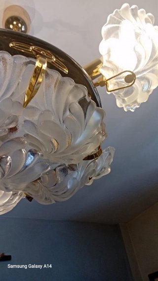 Lámpara de techo antigua cristal y metal