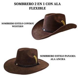 Sombrero Vaquero Ala Flexible Marrón Adulto Cowboy
