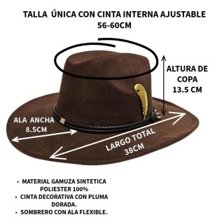 Sombrero Vaquero Ala Flexible Marrón Adulto Cowboy