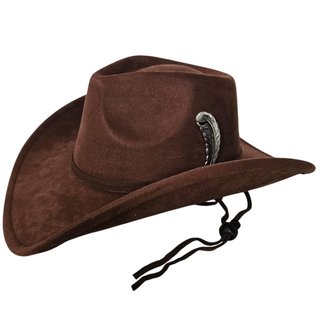 Sombrero Vaquero Marrón Adulto Pluma Cowboy M/L