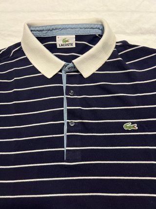 Polo Lacoste Rayas Azul y Blanco