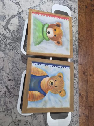 Cuadro infantil oso marrón y verde