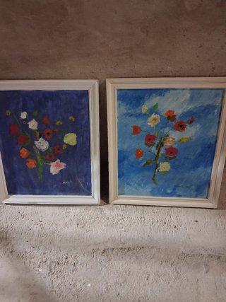 2 Cuadros Flores Abstractas