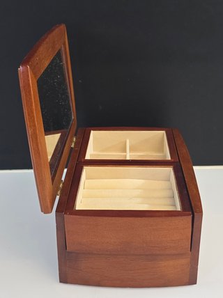 Joyero de Madera Tapizado con Espejo, Cajon, ideal