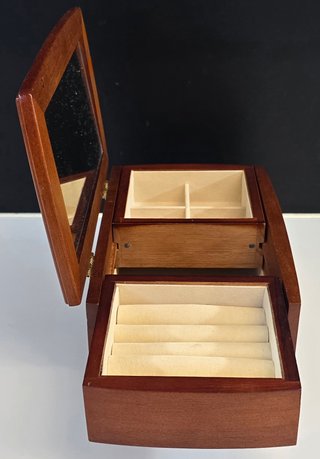 Joyero de Madera Tapizado con Espejo, Cajon, ideal