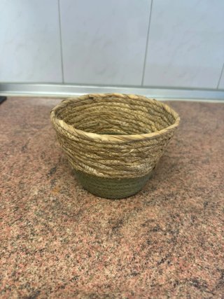 Cesto mimbre yute beige y verde