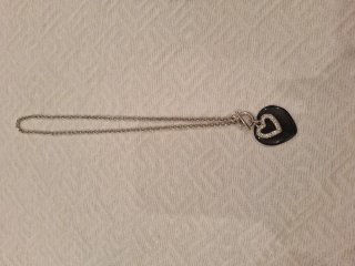 Collar Corazón Doble Plata y Azul marino