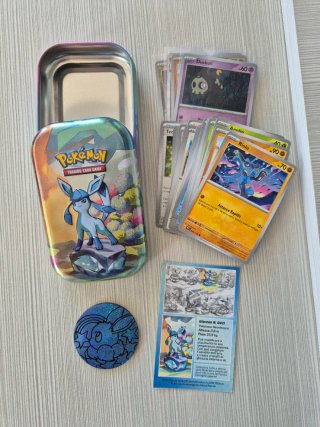 Mini Tin Glaceon Evoluzioni Prismatiche + carte