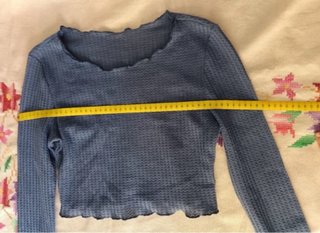 Top manga larga azul mujer