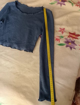 Top manga larga azul mujer