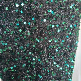 Vestido fiesta verde satén ylentejuelas talla S