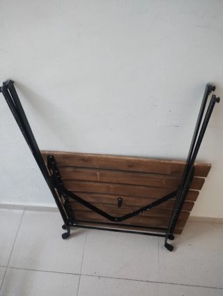 Conjunto mesa y 2 sillas madera exterior
