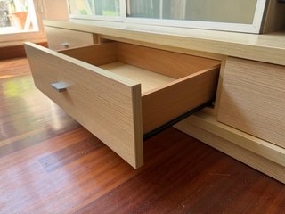 Mueble TV madera, cristal y metal