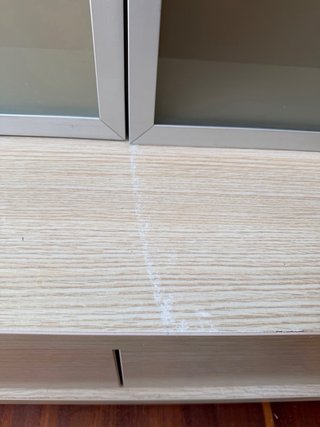 Mueble TV madera, cristal y metal