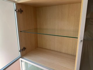 Mueble TV madera, cristal y metal