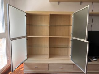 Mueble TV madera, cristal y metal