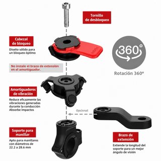 Soporte móvil moto antivibración 360° universal