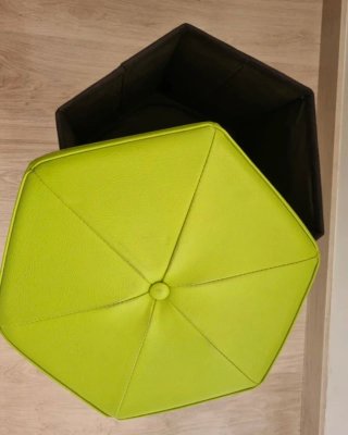 Puff Hexagonal Tela y Polipiel - plegable