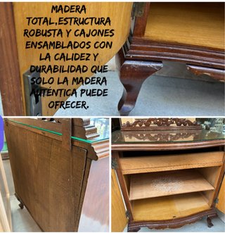 Pareja Mesas Madera y Cristal