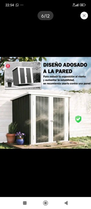 Caseta de jardín metálica gris y blanca