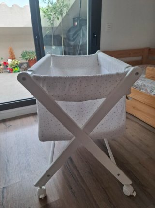 Minicuna Tijera Madera Plegable con Ruedas
